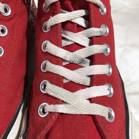 Converse Chuck Taylor All Star Red White Spell Out High Top Chucks Shoes Sz 10.5 - Picture 7 of 10